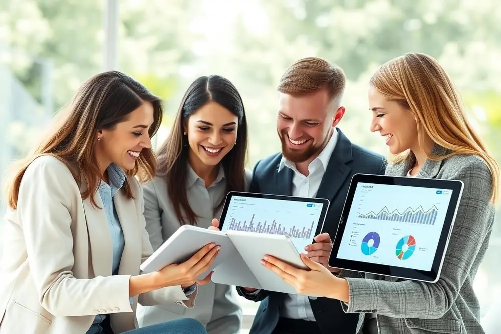 Equipe de negócios utilizando integração para melhor desempenho em vendas e atendimento