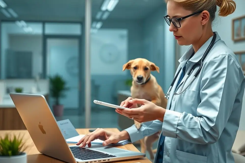 clínica veterinária analisando opções de sistemas para escolher o melhor para gestão
