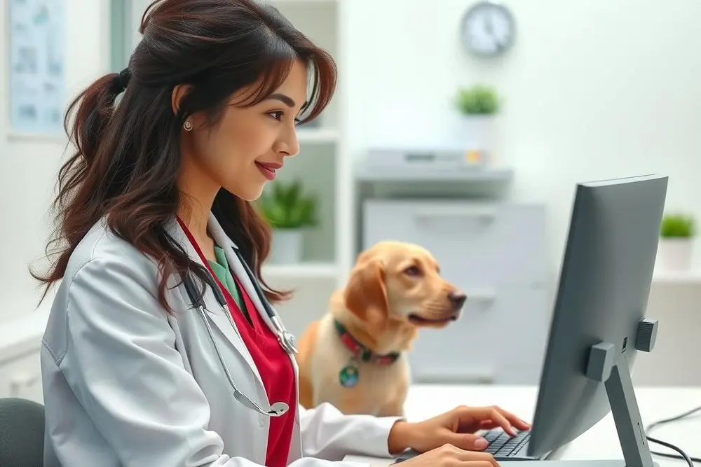 clínica veterinária usando sistema para organizar processos internos como agendamento e histórico