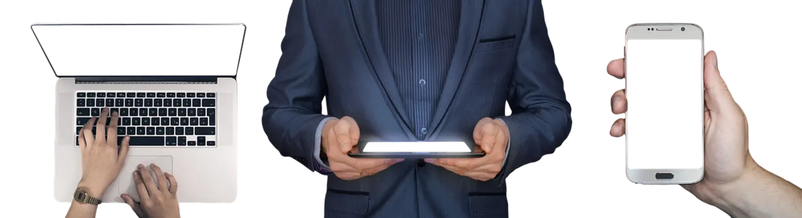 Pessoa criando presença digital em laptop com ícones de redes sociais e planejamento