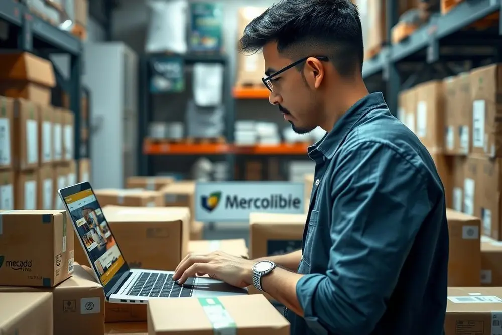 Empreendedor criando loja virtual no Mercado Livre com controle de produtos