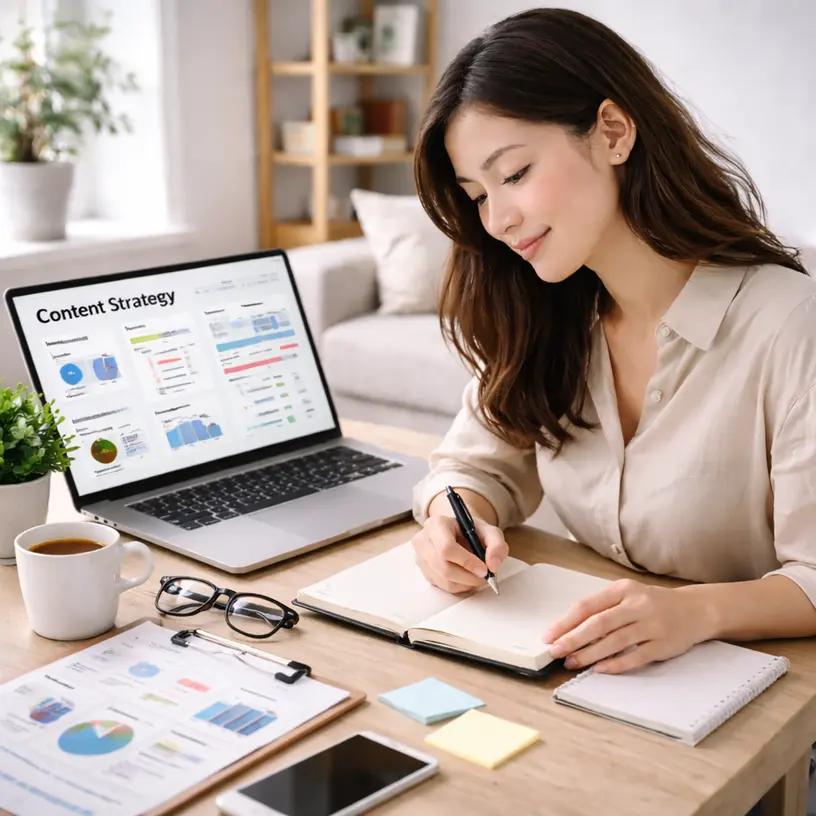 Empreendedor usando ferramentas gratuitas online para criar criativos de anúncios