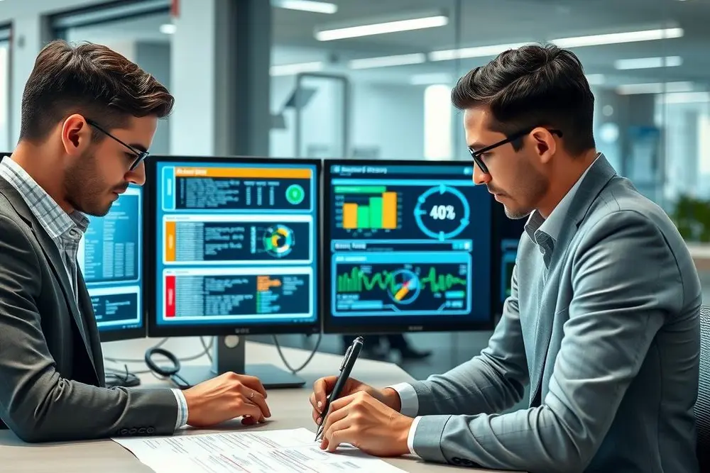 equipe empresarial analisando checklist de implementação segura de IA com controle de acesso a dados