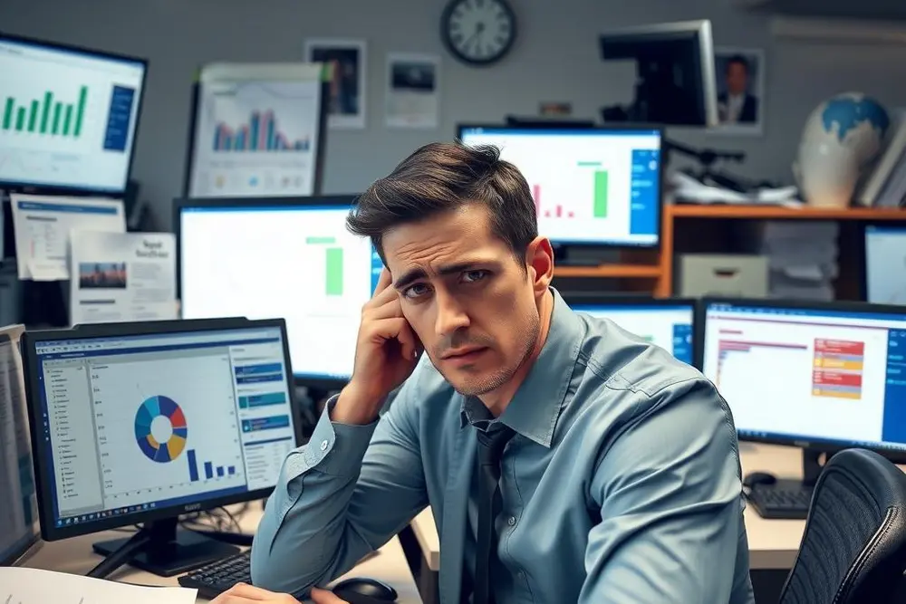 Gestor enfrentando problemas por falta de integração eficiente de estoque e financeiro