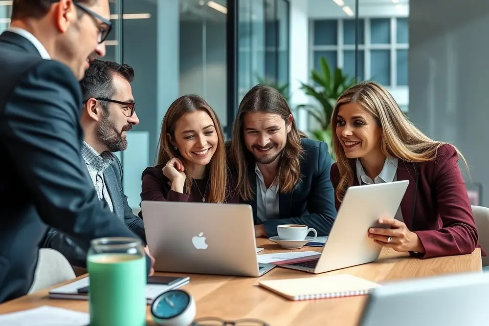 Conceito de assinatura mensal mostrando pessoas de negócios discutindo modelo de assinaturas
