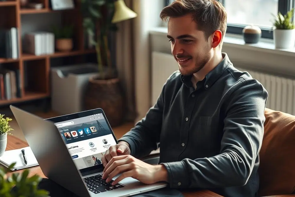 Empresa gerenciando portfólio digital na plataforma Meta para vendas e marketing