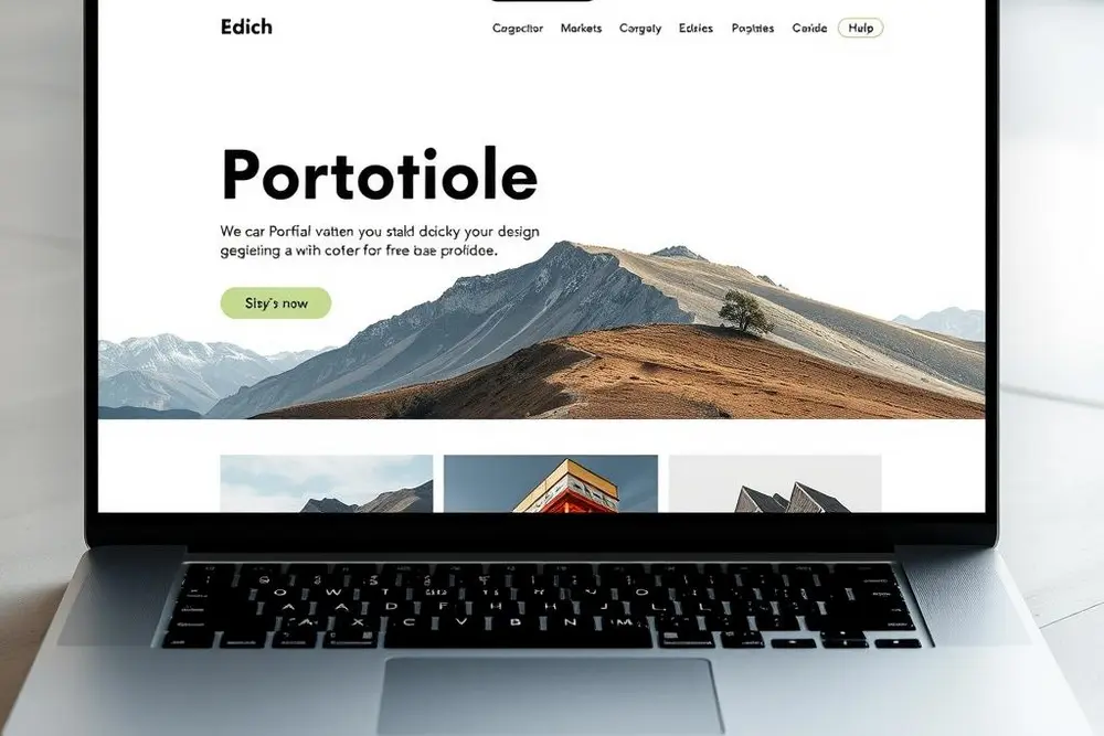 Site de portfólio profissional online exibido em laptop com design limpo e navegação fácil