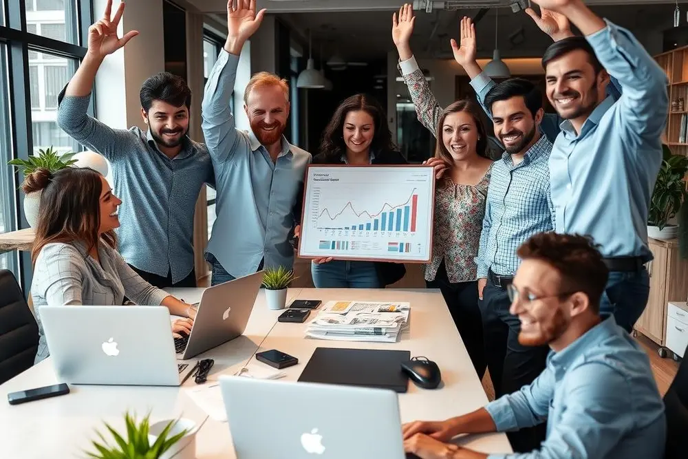 Equipe de TI e gestores garantindo sucesso na implantação do sistema web sob medida